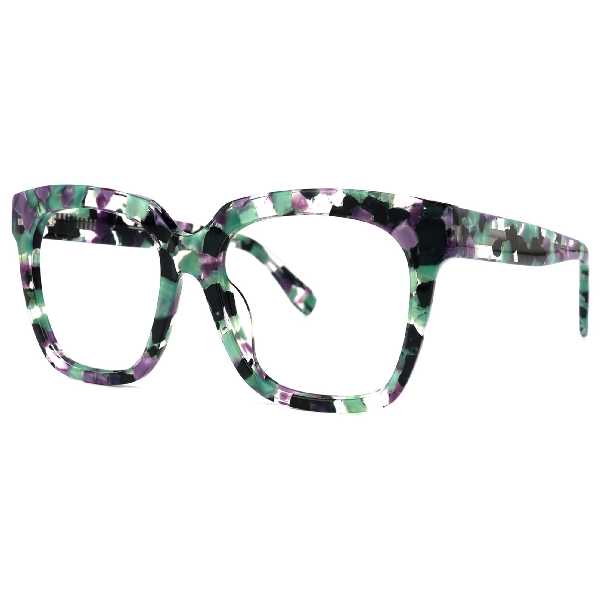 Zeelool Stylish Acetate Oversized Square Glasses with Non-prescription Clear Lens for Women Xion WA012457-06 Green