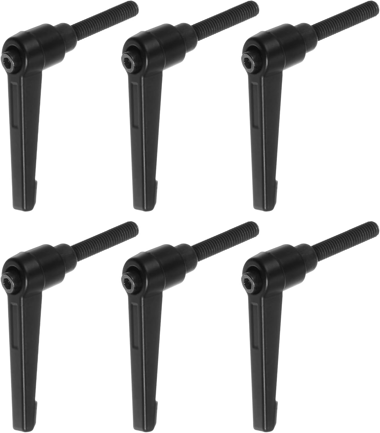 HARFINGTON 6pcs Adjustable Clamping Lever Handles M6 x 40mm Male Thread Bolt Knobs Rotating Screw Locking Quick Release Ratchet Push Button Handle, Black