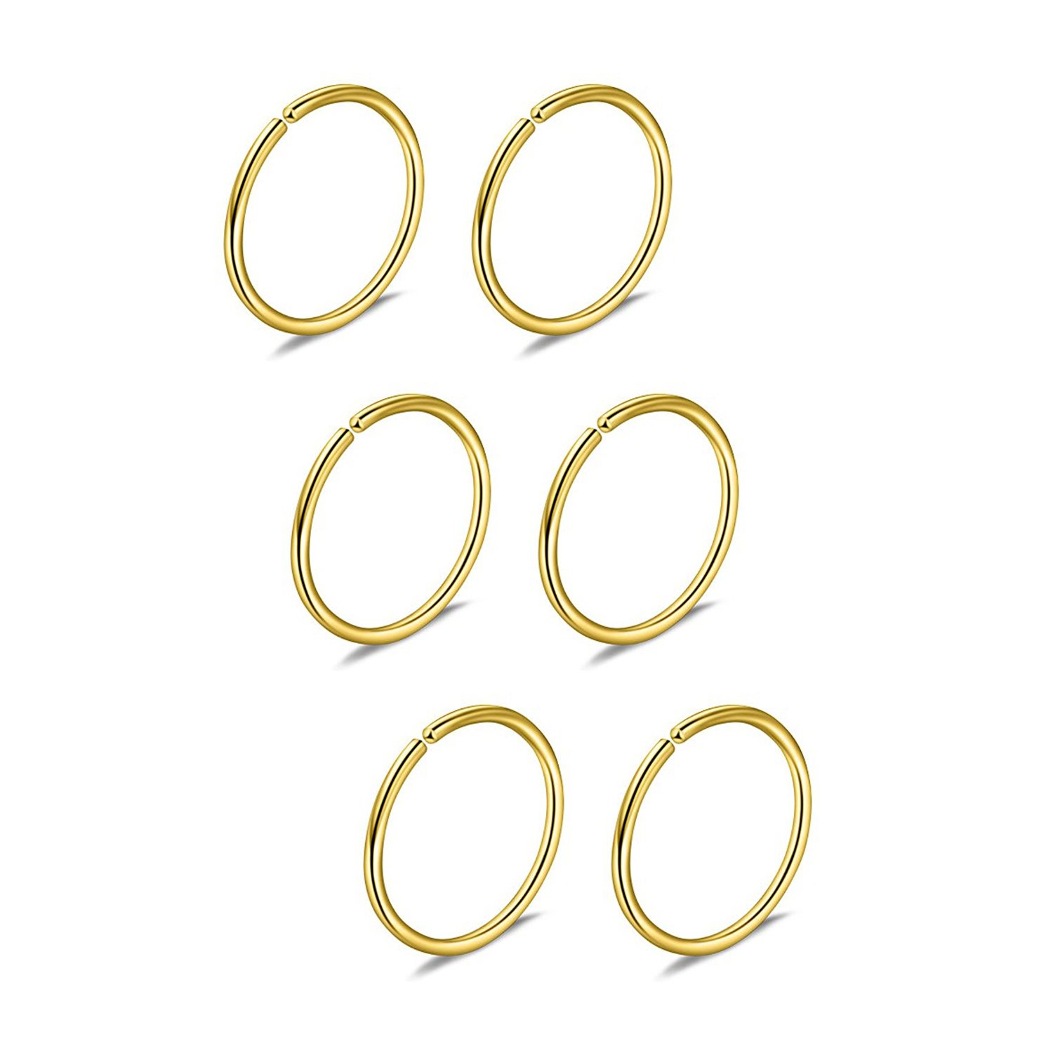 Briana Williams 6piezas Fake Anillo de la nariz Aro Septum Tragus Cartílago Pendiente Aro Piercing 22G 20G 18G 16G 6/8/10/12mm Acero inoxidable Faux Joyería Piercing — view 9