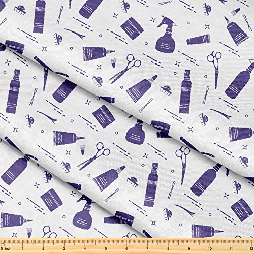 Fabric by The Yard [ 58" inches x 1 Yard ] Decorative Fabric for Sewing Quilting Apparel Crafts Home Decor Accents (Professional Hairdresser Tools Pattern)