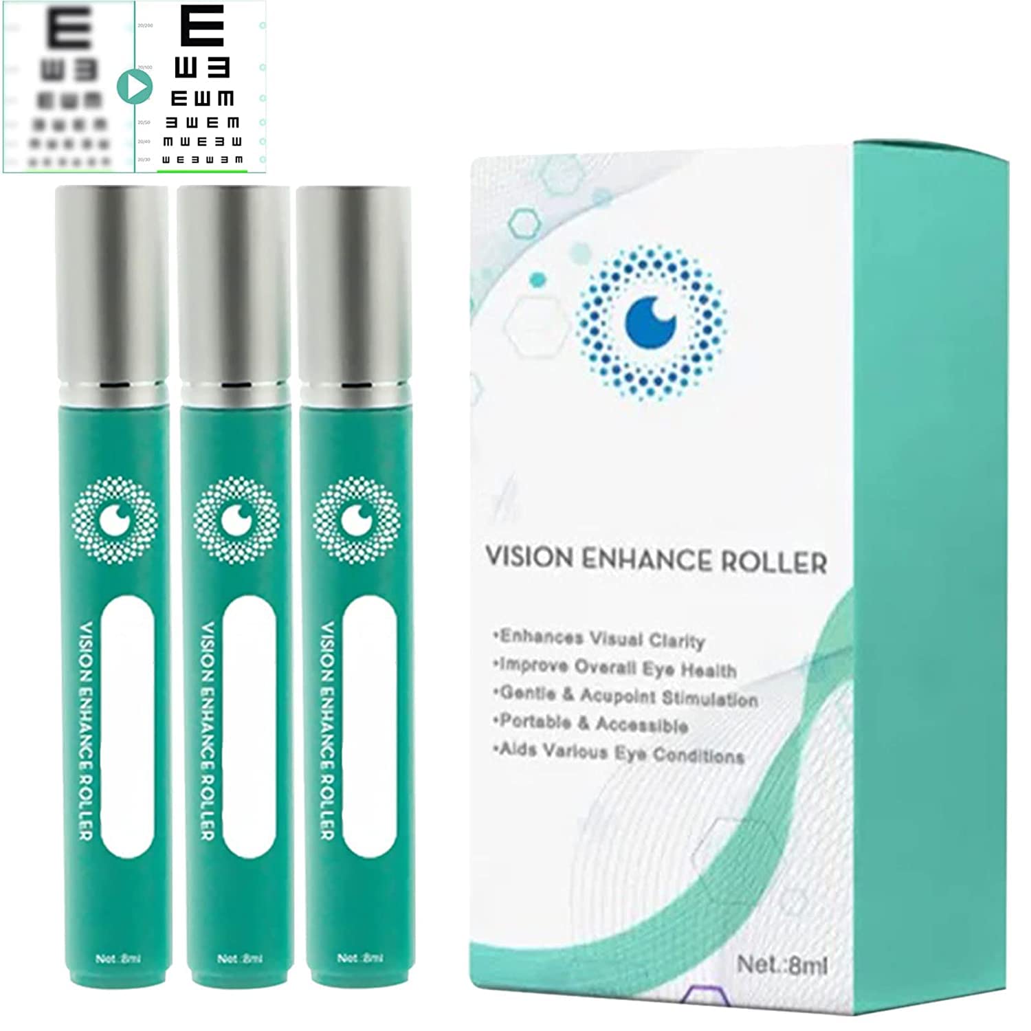 GFOUK Ophthlamed Vision Enhance Roller, Eye Massager for Fatigue Relief and Vision Improvement, Vision Enhance Massage Roller for Eye Strain Relief (3pcs)