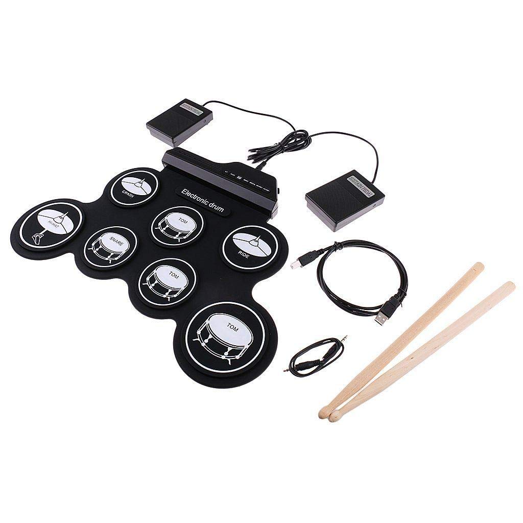 Image secondaire de Yangers Kits de batterie électrique pour les débutants, Pads de batterie enroulable pliable et portatifs numériques avec 2 pédal