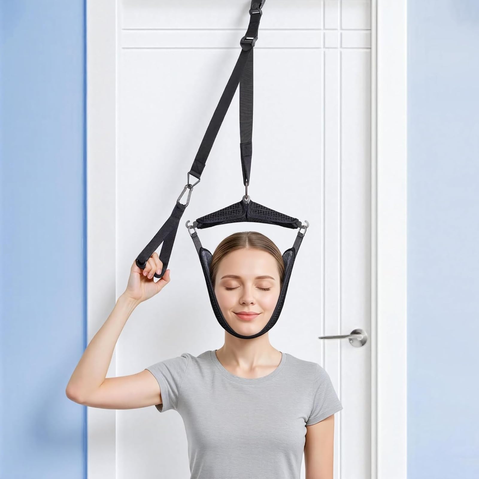 Neck Stretcher Cervical, Élargisseur de Cou et de Colonne Vertébrale, Dispositif de Traction Cervicale pour la Maison, Entraîneur de Cou Respirant pour Soulager Les Douleurs Cervicales