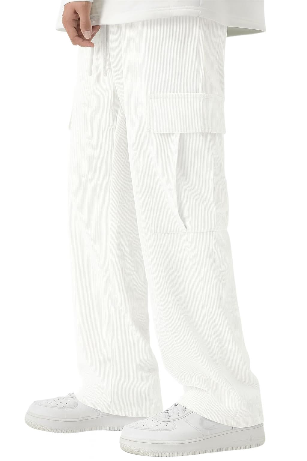 Casual FEELMen's Lycra Cargo Track Pants – Loose Fit Joggers for Men | Korean Style Travel & Lounge Wear with Pockets-image-49
