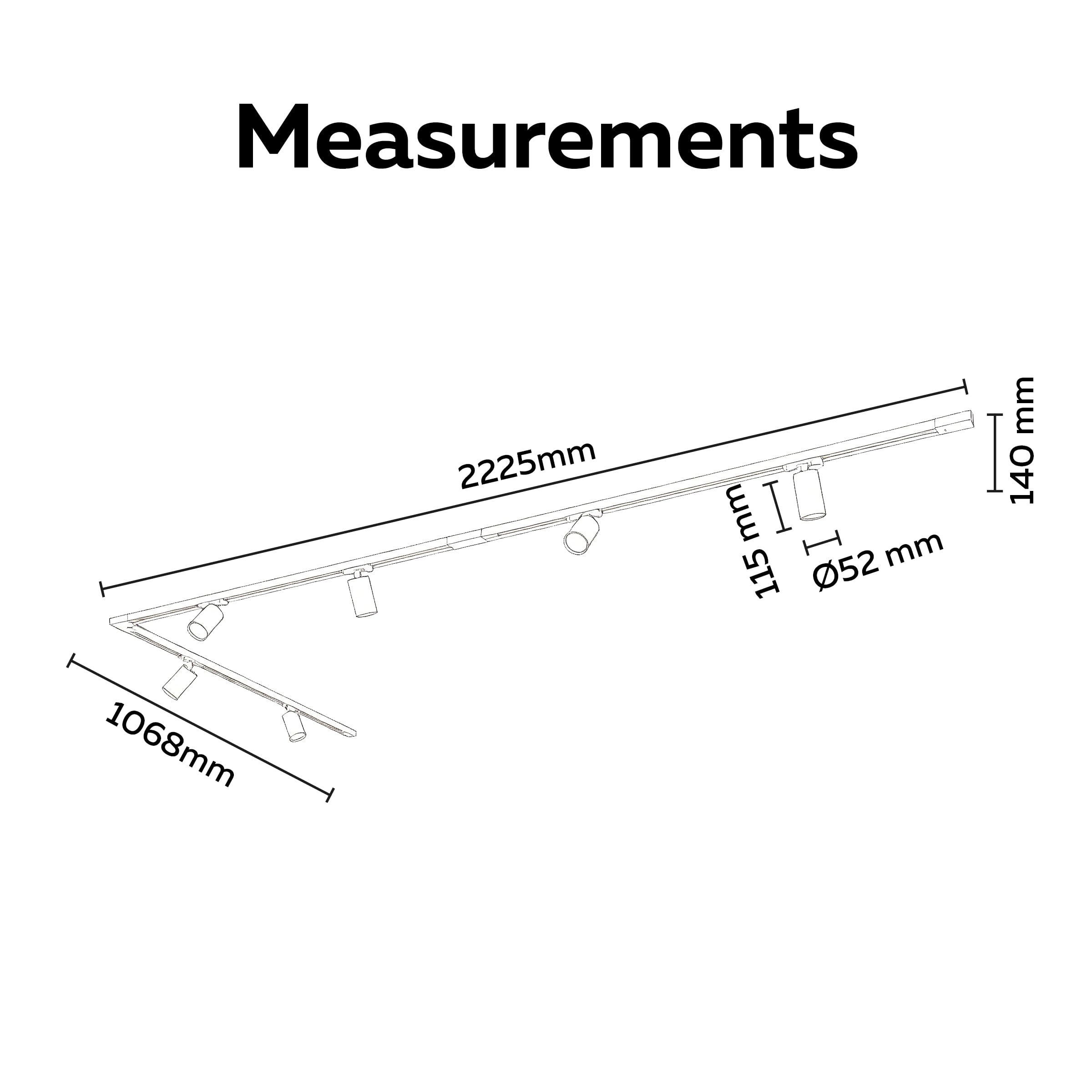 CALEX Sistema di binario LED, 3 m con 6 faretti GU10 orientabili, colore Bianco, plafoniera moderna