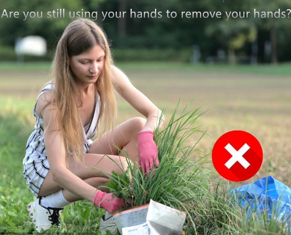 Weed Removal Tool, 2025 New Garden Weeding Tools Manganese Steel Hand Weeder Tool with Handle, 5 Teethes Dual Purpose Manual Weeders Tool Weed Tool for Garden (Black)