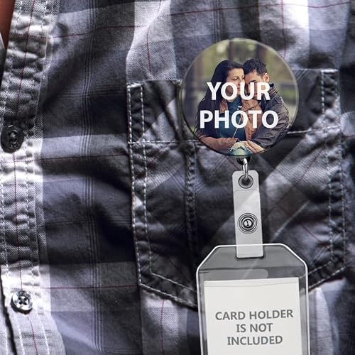 WIRESTER Round Extra Large 2 inch Personalized Retractable ID Badge Holder Alligator Clip, Custom Badge Reel with Your Photo for Office Worker, Medical MD RN, Nurse, Doctor, Teacher, Student - Thumbnail 5
