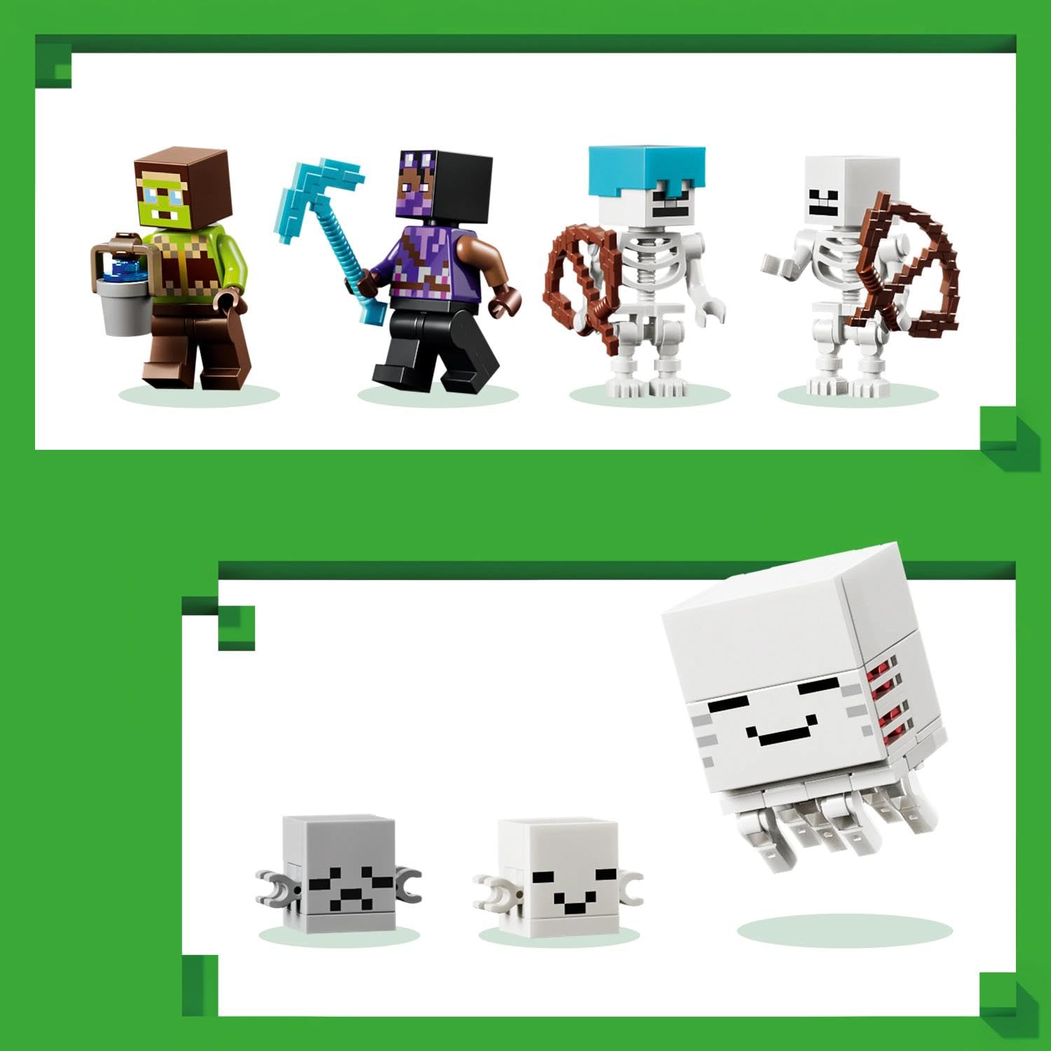 LEGO Minecraft Ghast-Station - Spielzeug mit 8 Figuren inkl. 2 Skelette und 4 Ghasts mit Zubehör - Zimmerdeko für Kinder - Gaming-Geschenk für Jungen, Mädchen und Fans ab 9 Jahren - 21597