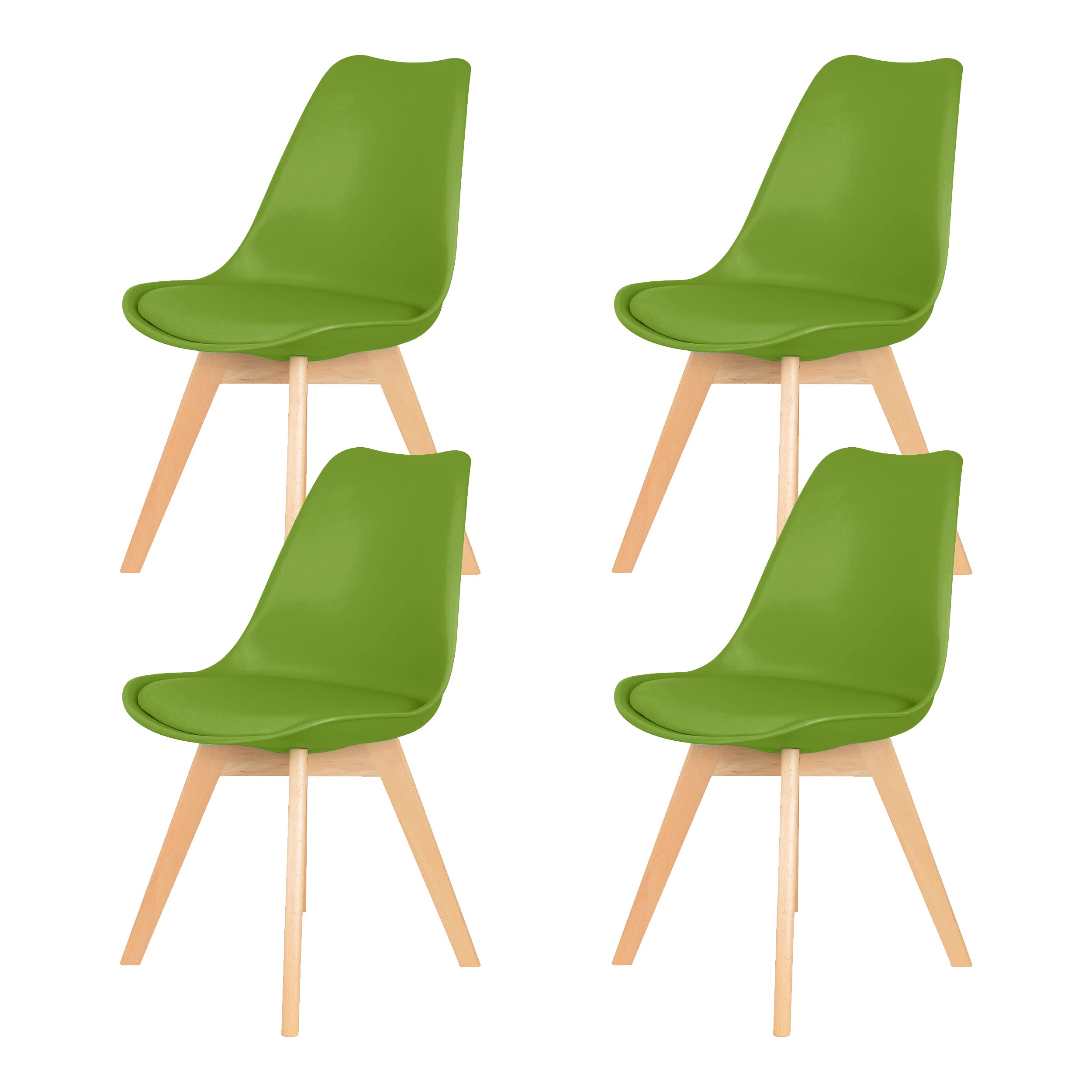 IHANA Dining Chair with Cushioned Pad Seat & Solid Beech Wood Legs for Mid Century Modern Dining Room Living Room Bedroom Kitchen & Lounge