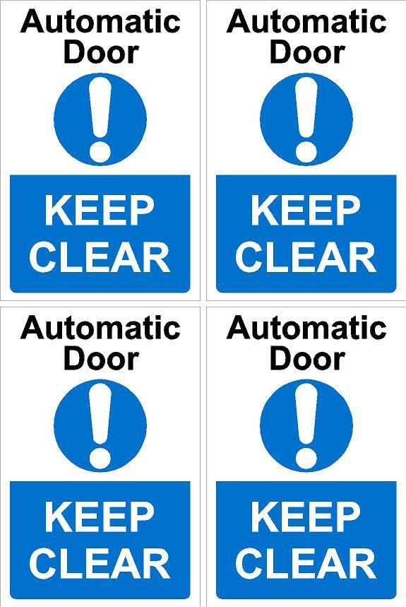 Automatic Door Keep Clear sign, 100x150mm, pack of 4 stickers on A4 sheet