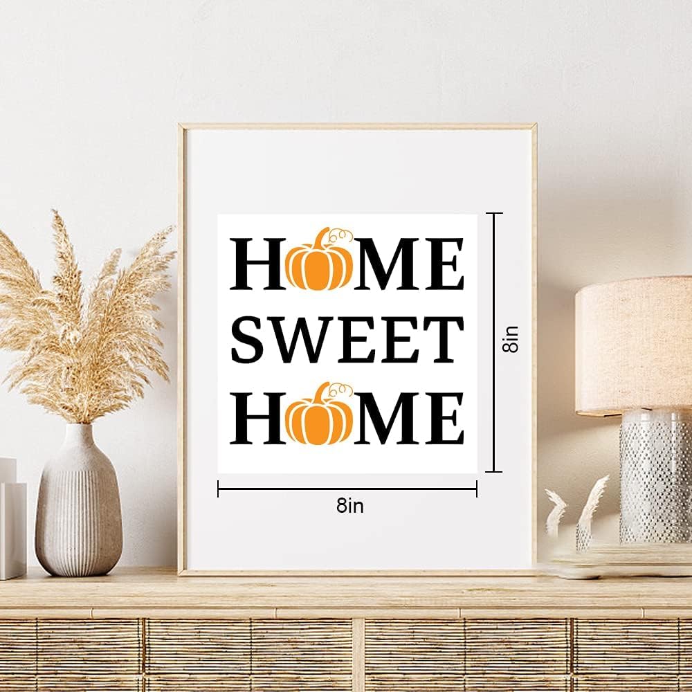 9 Pieces Autumn Stencils for Painting on Wood - Thanksgiving Day Fall Good Harvest for Home Decor - Pumpkin Maple Leaf Stencil - DIY Farmhouse Home Wall Decor, Reusable Templates Stencil 8 x 8 inch