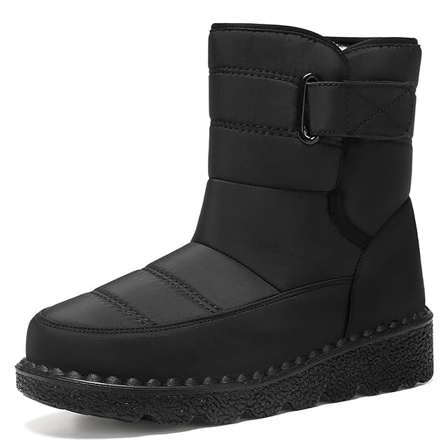 Optigard Womens Winter Snow Boots with Hook and Loop Warm Fur Lined Lightweight Waterproof Ankle Boots Comfortable Non-Slip