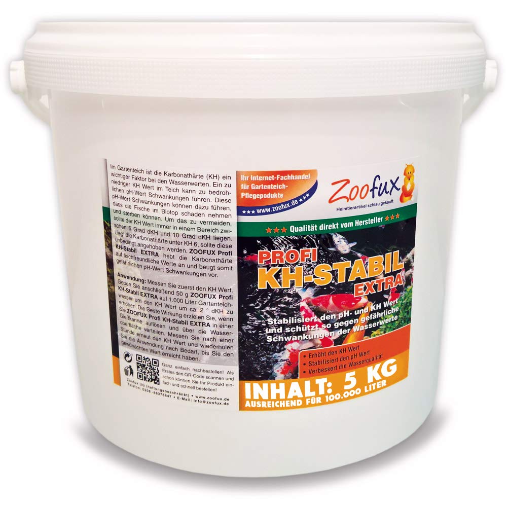 ZOOFUX Profi Gartenteich KH-Stabil EXTRA (Hebt die Karbonathärte an und beugt somit gefährlichen pH-Wert Schwankungen vor. Jetzt direkt vom Hersteller), Inhalt:5 kg