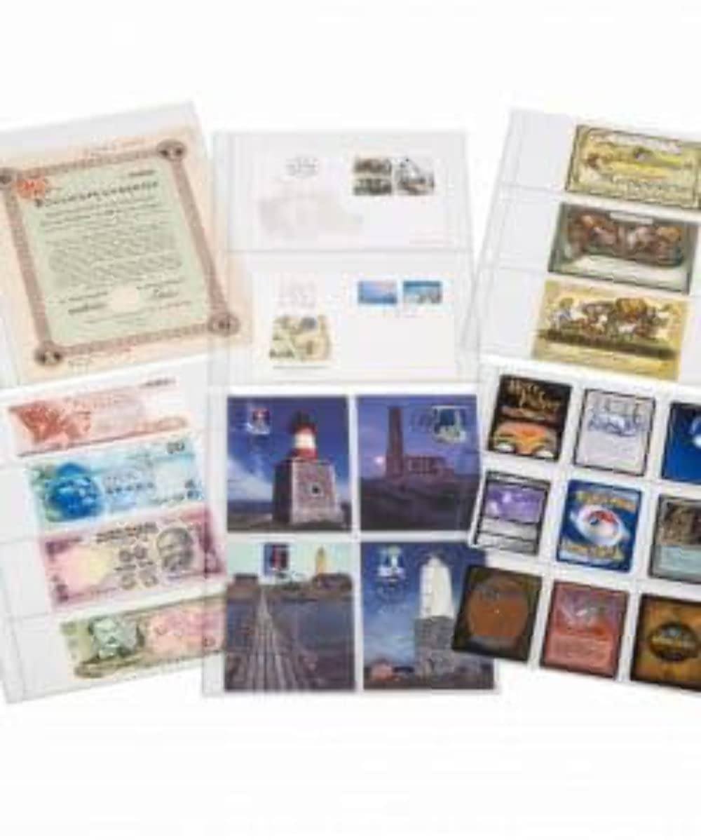 Leuchtturm 358075 przezroczyste koszulki z tworzywa sztucznego SH 312, 4 poprzeczne kieszenie na banknoty i banknoty kolekcjonerskie - opakowanie 50 sztuk z polipropylenu