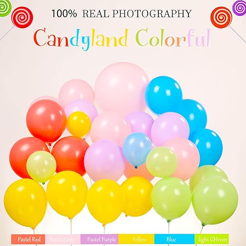 Miniatura 2 de Kit de guirnalda de globos pastel de Candyland, 160 unidades, arco de globos de helado de caramelo rosa, morado, amarillo, para dos decoraciones de