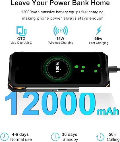 Miniatura 3 de DOOGEE S89 PRO - Teléfono inteligente resistente (2022), 8 GB + 256 GB Android 12 teléfono resistente desbloqueado, batería masiva de 12000 mAh,