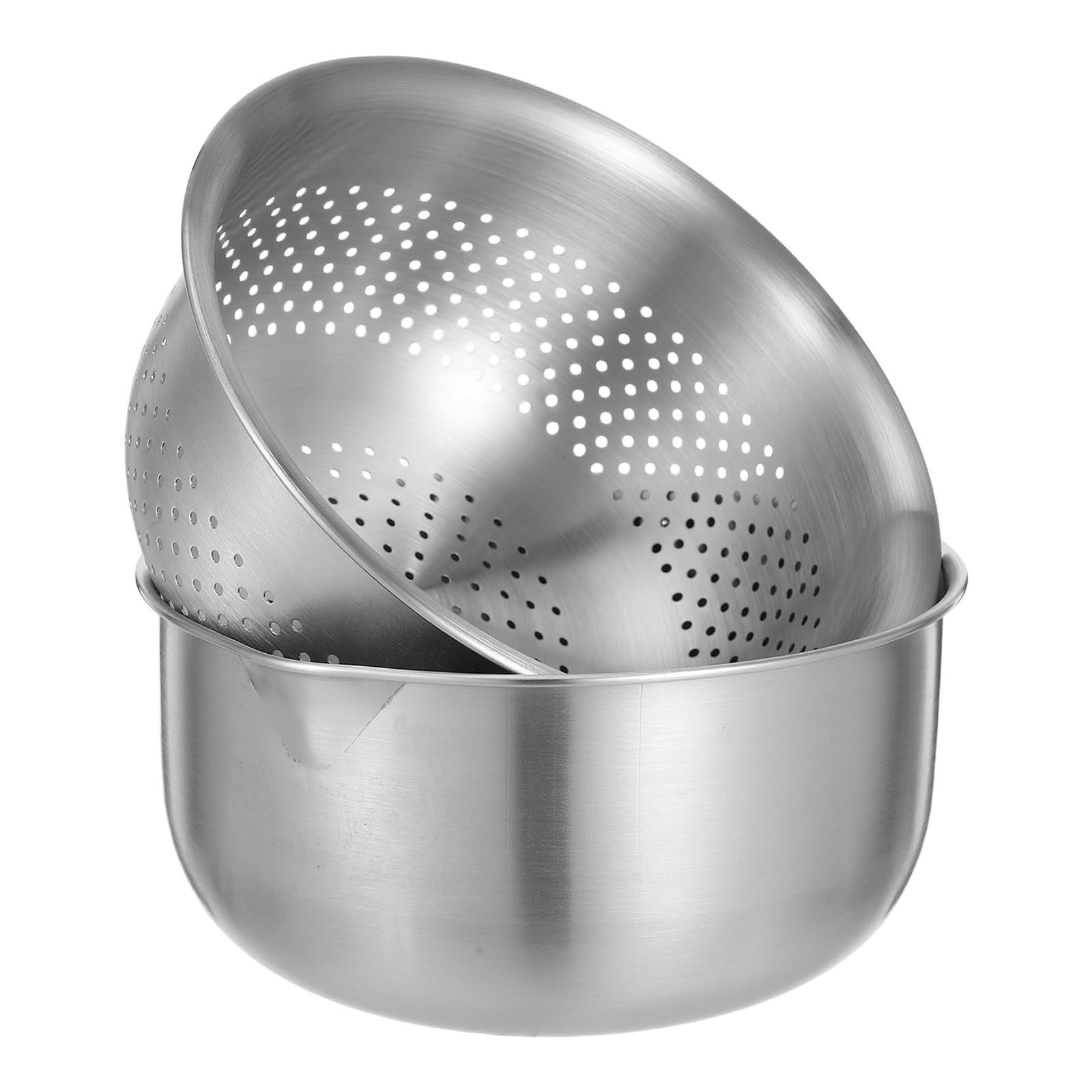 Colador de Acero Inoxidable con Tazón Grande para Mezclar, Cesta Coladora de Malla Fina, Fácil de Limpiar y Drenaje Rápido para Frutas y Verduras en Cocina