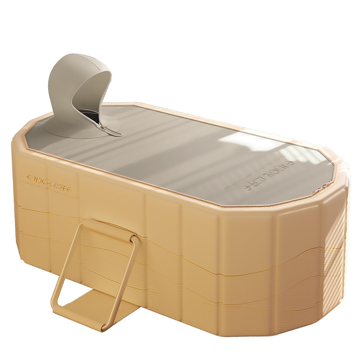 jessie Portable Bathtub for Adults Foldable Soaking Standing Bath Tub for Shower Stall, Freestanding Non-Inflatable Hot Ice Bath Tub with Sauna Lid to Keep Temperature