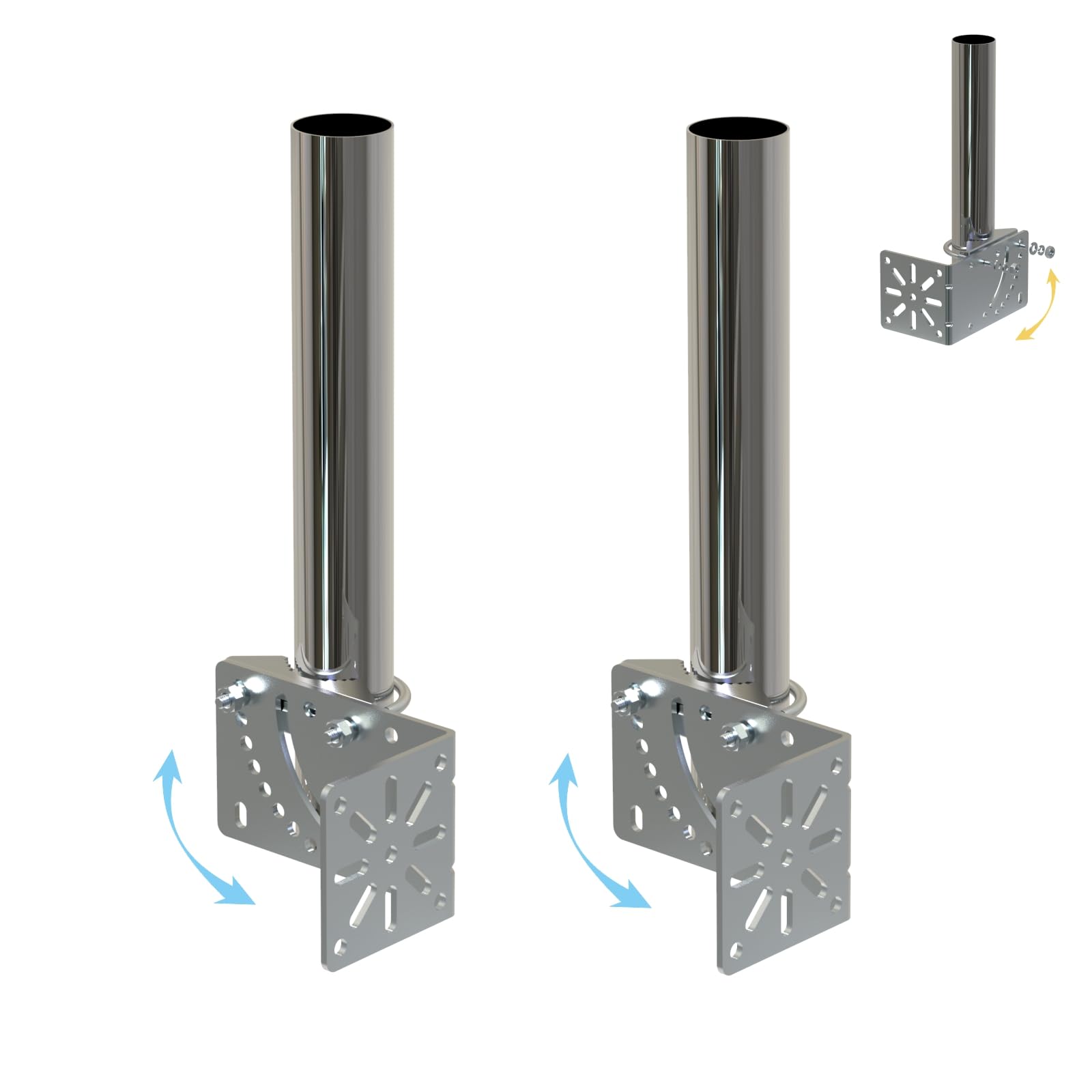 Amazmount 2PCS 1.5" Diameter 12" Length Universal Outdoor Adjustable Antenna Mount Pole Bracket to Wall Weather Station Antenna Mast Mounting Pole