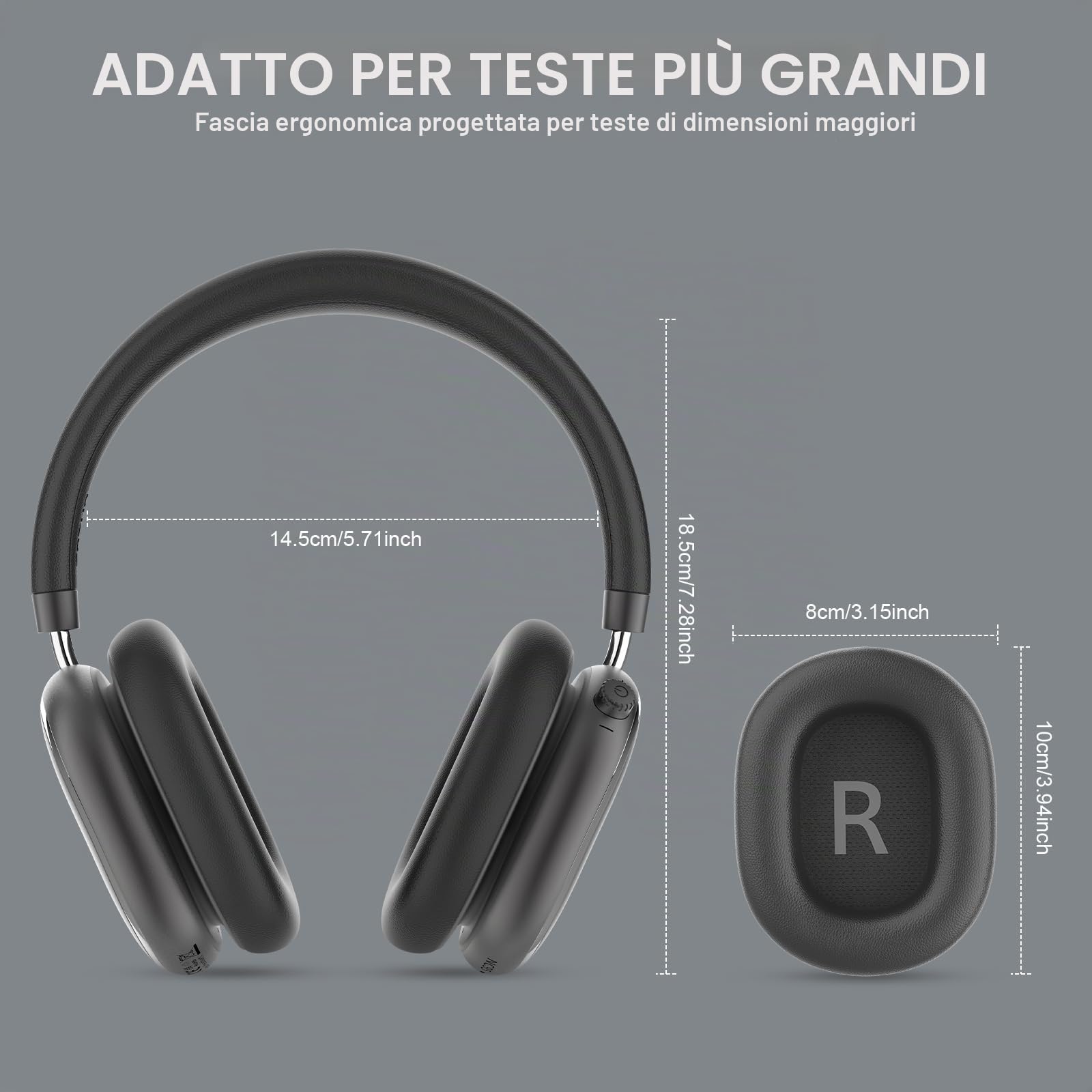 NC95 Cuffie Wireless Over-Ear Bluetooth 6.0, Cancellazione Attiva del Rumore,Controllo a Manopola, 120 Ore di Riproduzione,Controllo Tramite App,Vestibilità Comoda