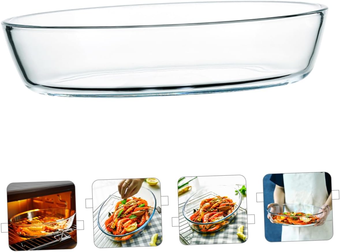 Household Oval Glass Baking Dish for Microwave and Oven Use Serving Plate for Fruit Salad and Casserole Kitchen Essential for Parties and Gatherings