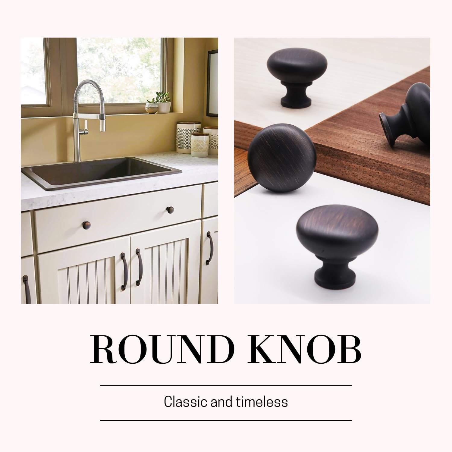 HESTIA HARDWARE 25 Pack 1-1/4 inch Diameter Oil Rubbed Bronze Round Zinc Cabinet Knobs for Kitchen Bathroom Dresser Drawer Pulls and Knobs Cupboard (Z1.25.O)