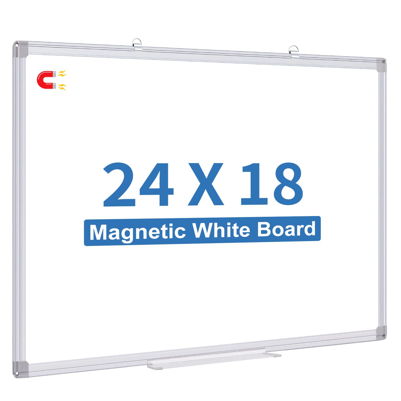 White Board Dry Erase, 24 x 18 inch Magnetic Dry Erase Board Whiteboard for Wall, Aluminum Frame Hanging Whiteboard Marker Board Writing Board for Home Classroom Office