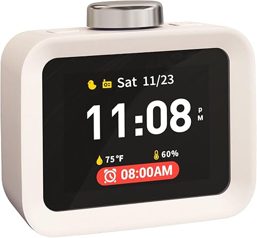 Dekala ChronoSense - Reloj despertador para humedad de temperatura del dormitorio, programable de 7 días, 4 alarmas, alarma gradual de 100 dB para