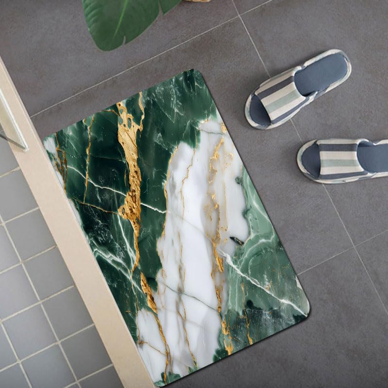 Tapis de bain vert sage 50x80cm antidérapant avec contour WC