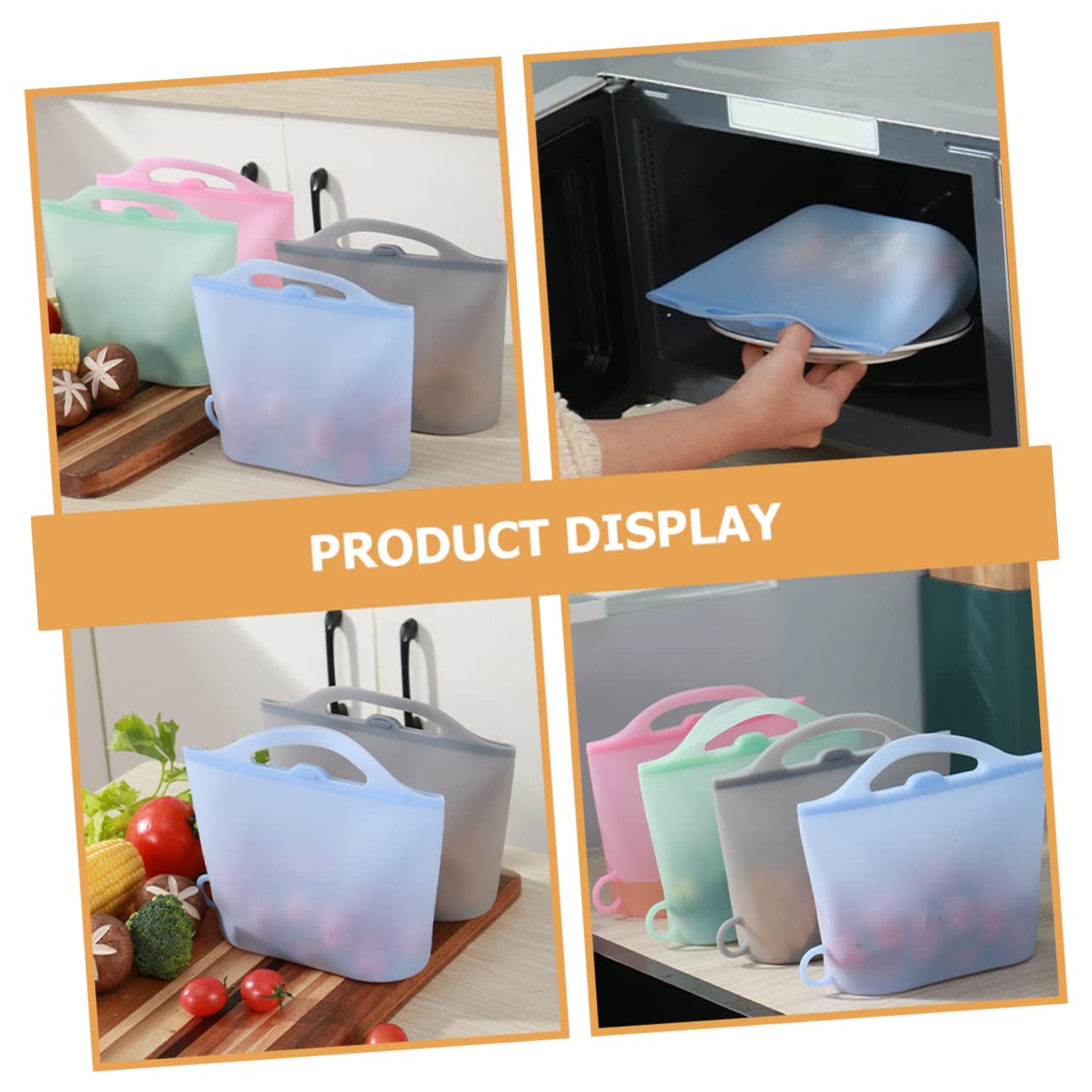 MAGICLULU Bolsas de Silicona para Alimentos 4 Piezas 1000ml Reutilizables | Cierre Hermético, Silicona de Grado Alimentario, Aptas para Congelación y Conservación, Formato Práctico