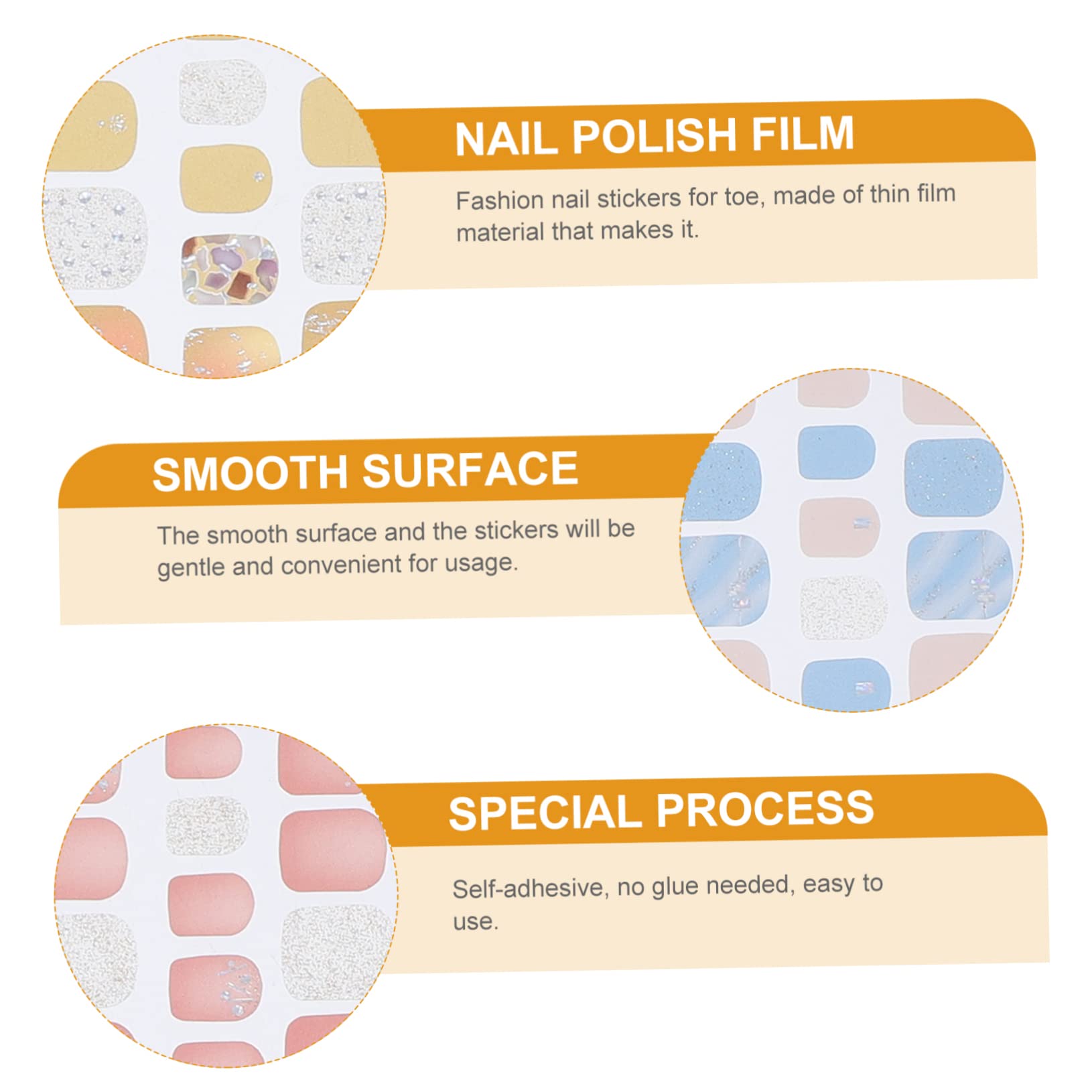 PACKOVE 5 Set Adesivi Per Unghie Decorativi Stickers Per Manicure Facili Applicare Design Chic Per Pedicure Art Per Feste E 8 Fogli*5