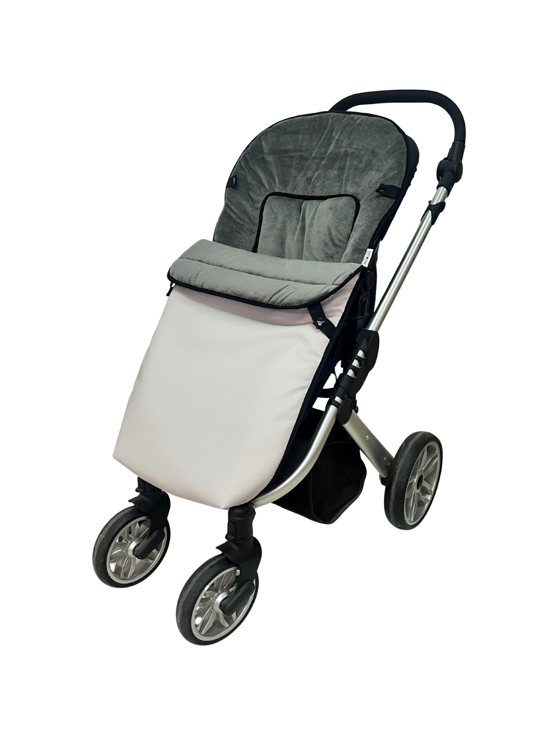 Saco Silla de Paseo Universal de ecopiel premium beige, saco bebe invierno con polar extrasuave, saco carro bebé impermeable, desmontable y transpirable, doble apertura, resistente hasta -15 grados