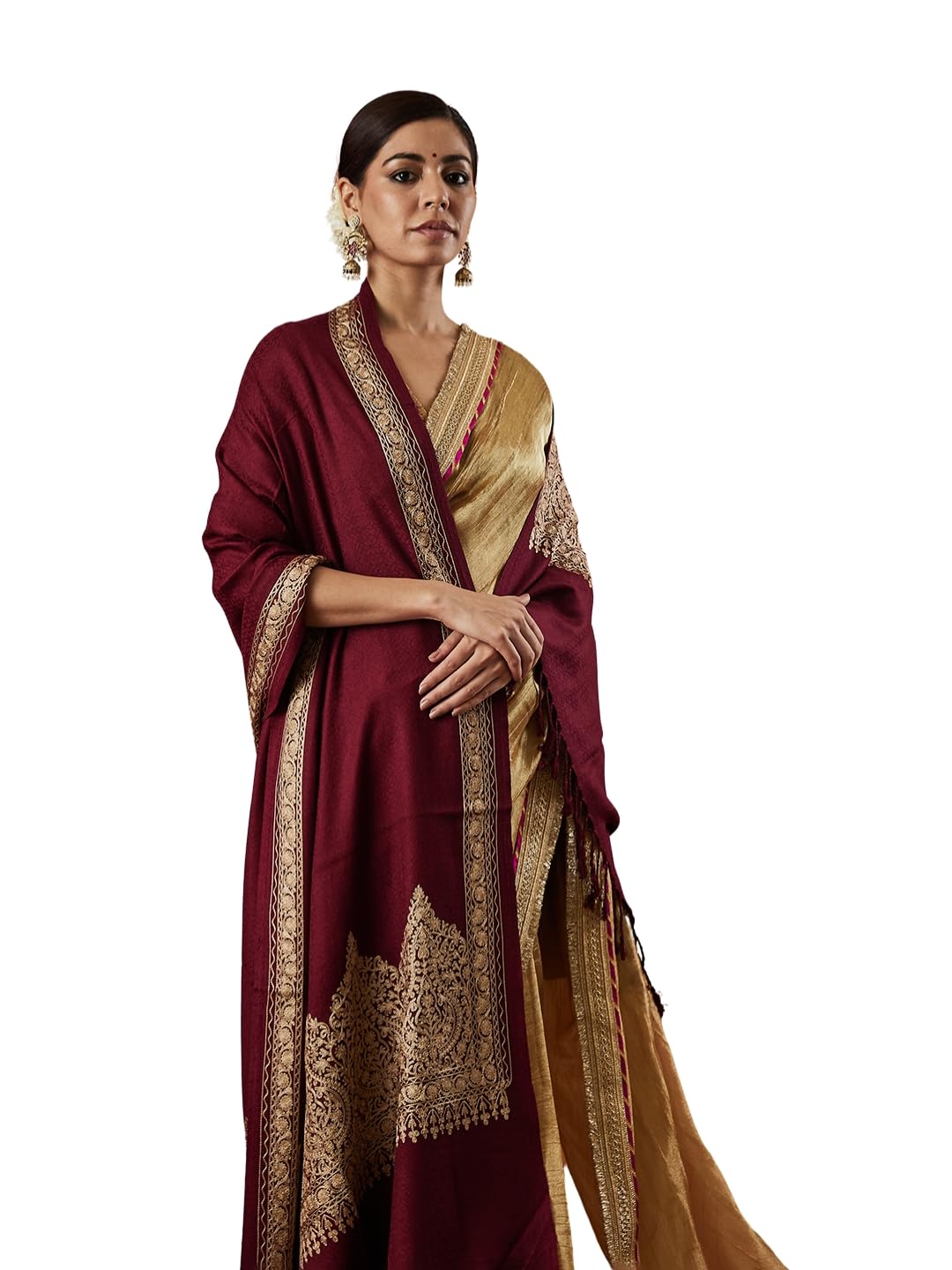 Women Firoza Kashmiri Aari Embroidery Stole (Size: 71X203 CM)