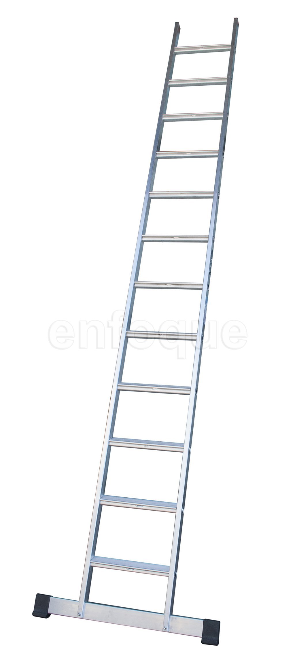 Escalera Industrial de Aluminio Apoyo Fija 12 peldaños Anchos con Barra estabilizadora Serie Peak
