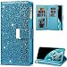 Produktbild Hancda Brieftasche Hülle für Samsung Galaxy A22 5G, Handyhülle Handytasche Glitzer Leder Tasche Flip Case Geldbörse mit Reißverschluss Kartenfach Magnet Klapphülle für Samsung Galaxy A22 5G,Blau