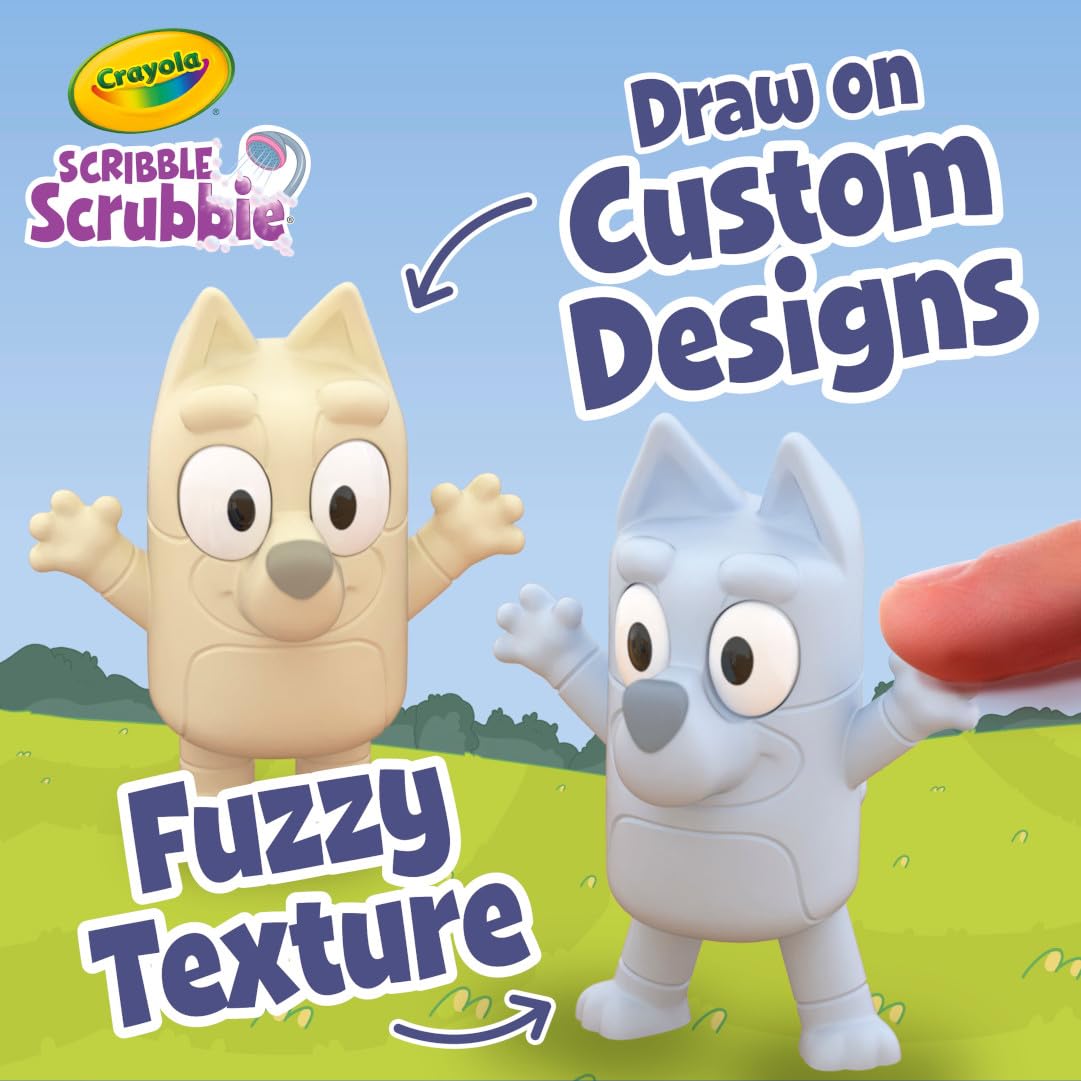 Crayola Scribble Scrubbies Deluxe Bluey Playset (3 ct), Kit Artistico e Artigianato per Bambini, Adesivi Lavabili, Giocattoli Blu, per Nipoti, dai 3 Anni in su