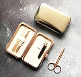 Größe: ca. 11 x 6 x 2 cm Gisela Graham Maniküre-Set, ovales Kunstleder-Etui mit Verschluss, Rotgold