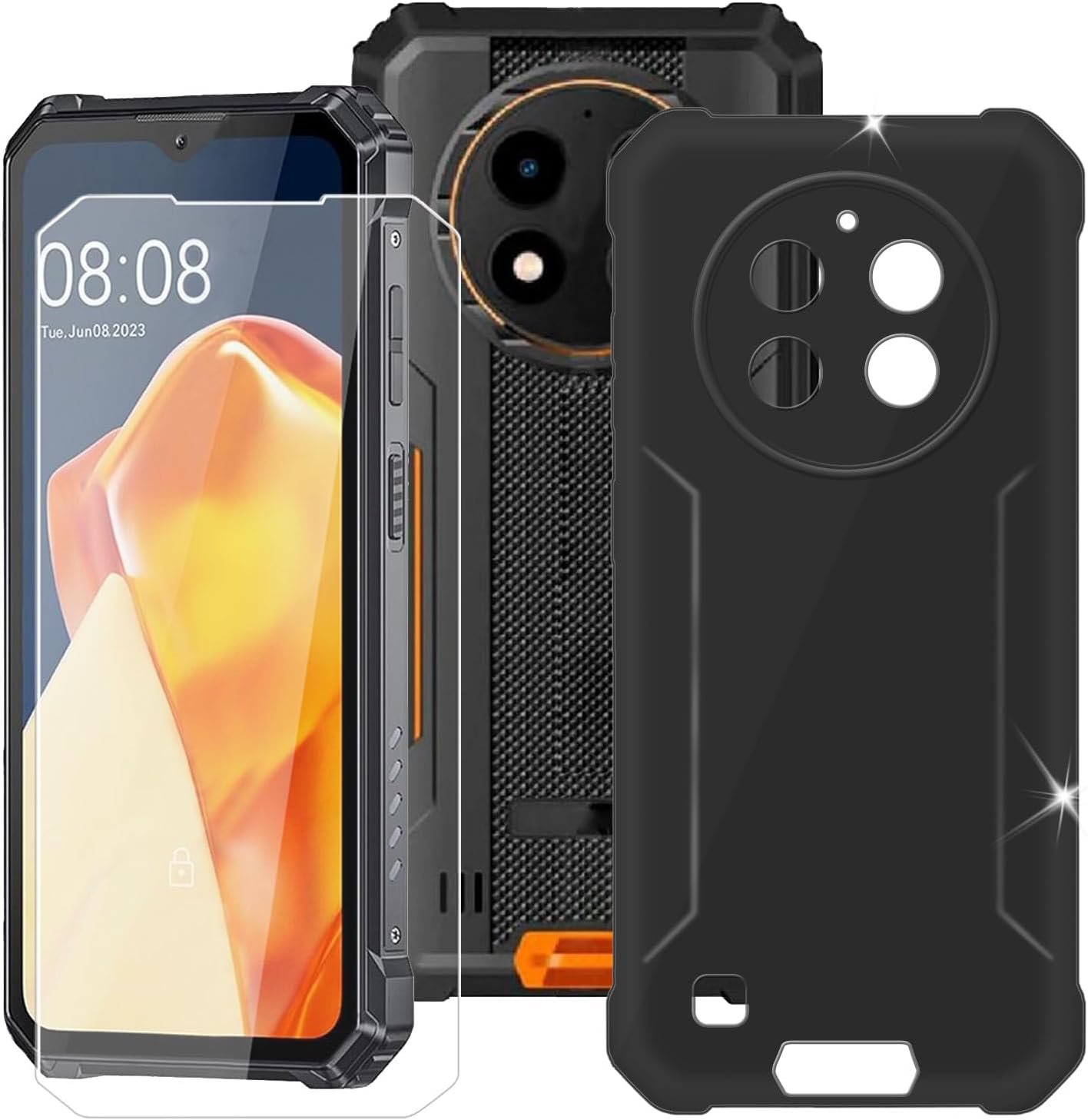 for Oukitel G1 (6.52") Phone Case + Screen Protector, Shockproof Cover Bumper Slim Soft Silicone TPU Anti-Scratch Case + Tempered Glass for Oukitel G1 - Black