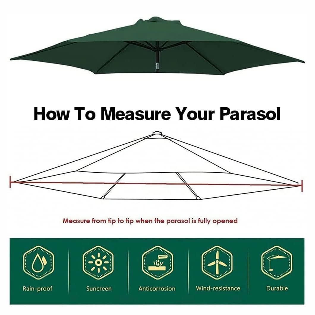 Toile de Remplacement Parasol 8 Baleines,2.7m 3m / Ronde Toile de Rechange s'adapte à Un Parasol Droit ou déporté,Anti-Ultraviolet Bâche De Remplacement for Parasol Déporté(Red,3M/9.8Ft)