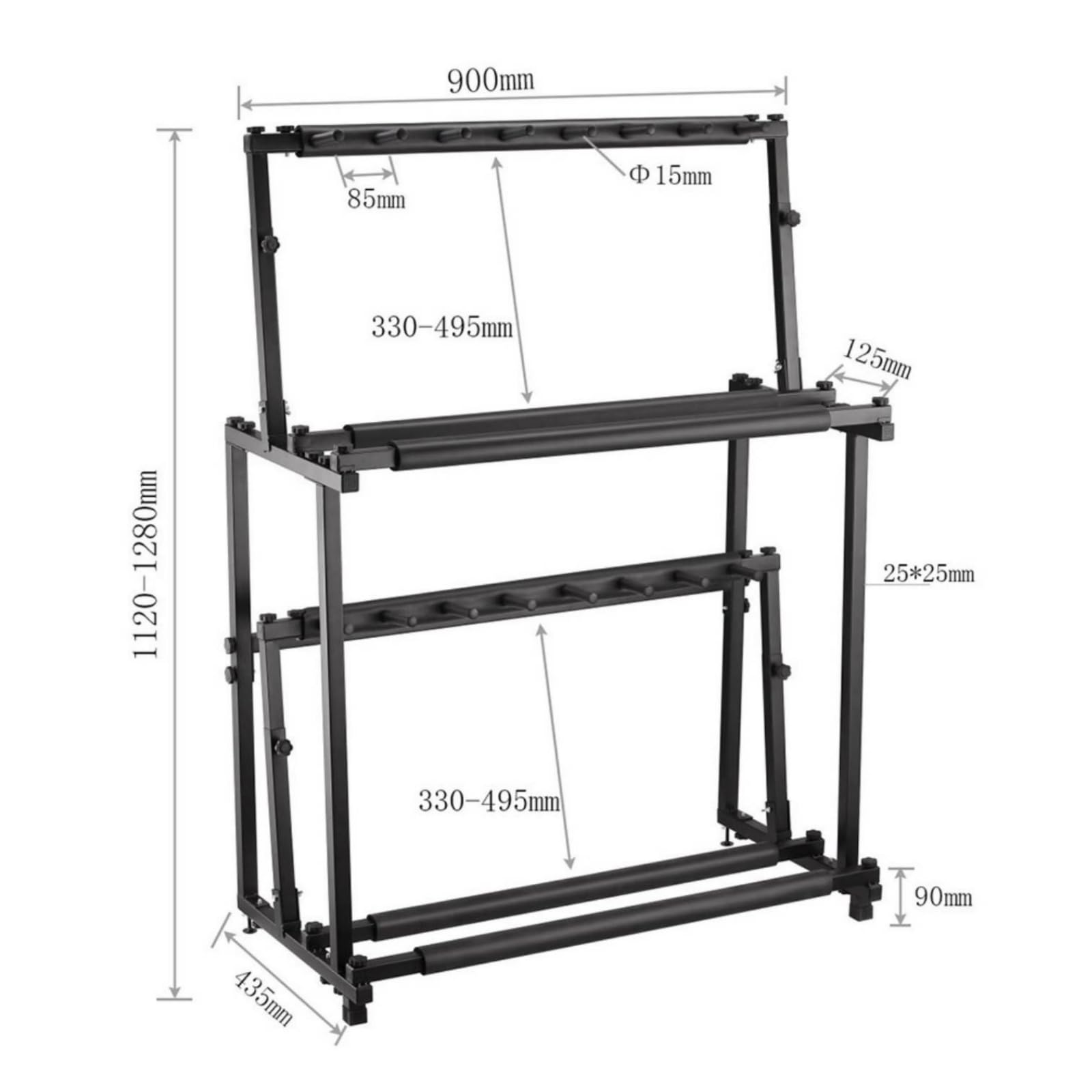 Qianly Porta Ukulele Regolabile Alta Capienza Supporto Chitarre Struttura in Metallo Espositore Strumenti per Musicisti, Esposizione, Negozio