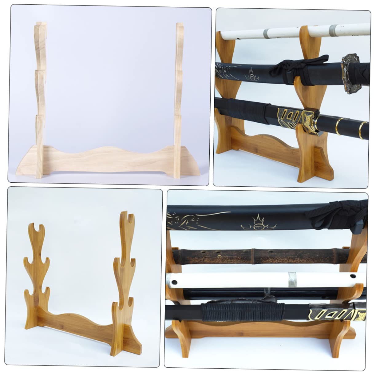 CORHAD Wood Stand Five for Sword Display Desktop Flute Holder Elegant Storage for Collectors Strong Load Bearing Capacity for Home Decor