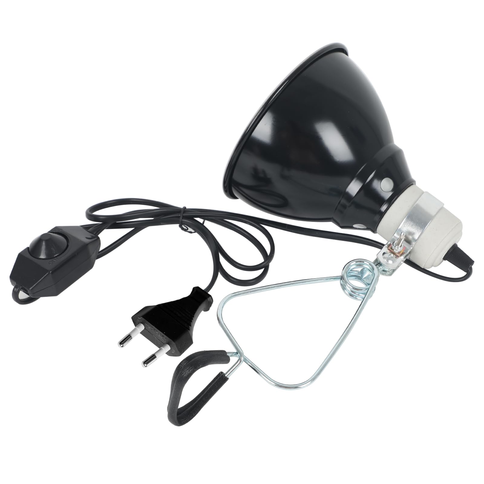 Uchwyt lampy grzewczej dla gadów, ceramiczna oprawka lampy UVA UVB z klipsem, regulacja temperatury, ogrzewany klosz dla gadów, żółwi, pająków, jaszczurek, węża