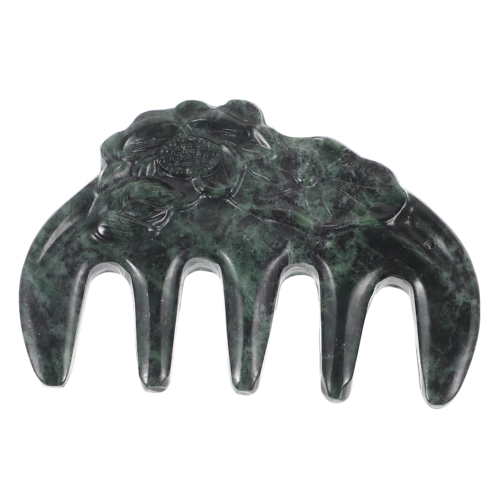 VINTORKY Natural Tibetan Medicine King Jade Comb Hair Scalp Massagers Jade Scalp Comb Scraping Massage Tool Jade Wide Comb Guasha Scalp Massagers Handheld Massage Comb Jade Hair Comb