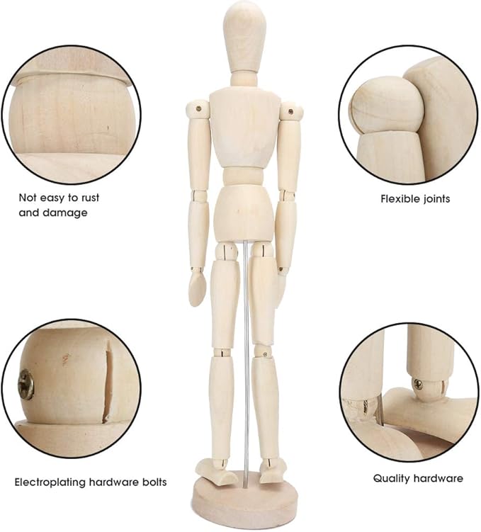 Maniquí de Madera Articulado para Dibujo, 43 cm miniatura 3