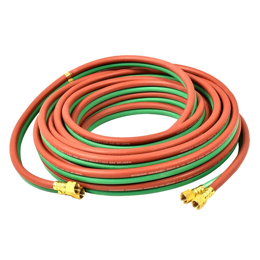 Interstate Pneumatics HW44-025T 1/4 Inch x 25 FT Grade T, Twin Gas Welding Hose 200 PSI