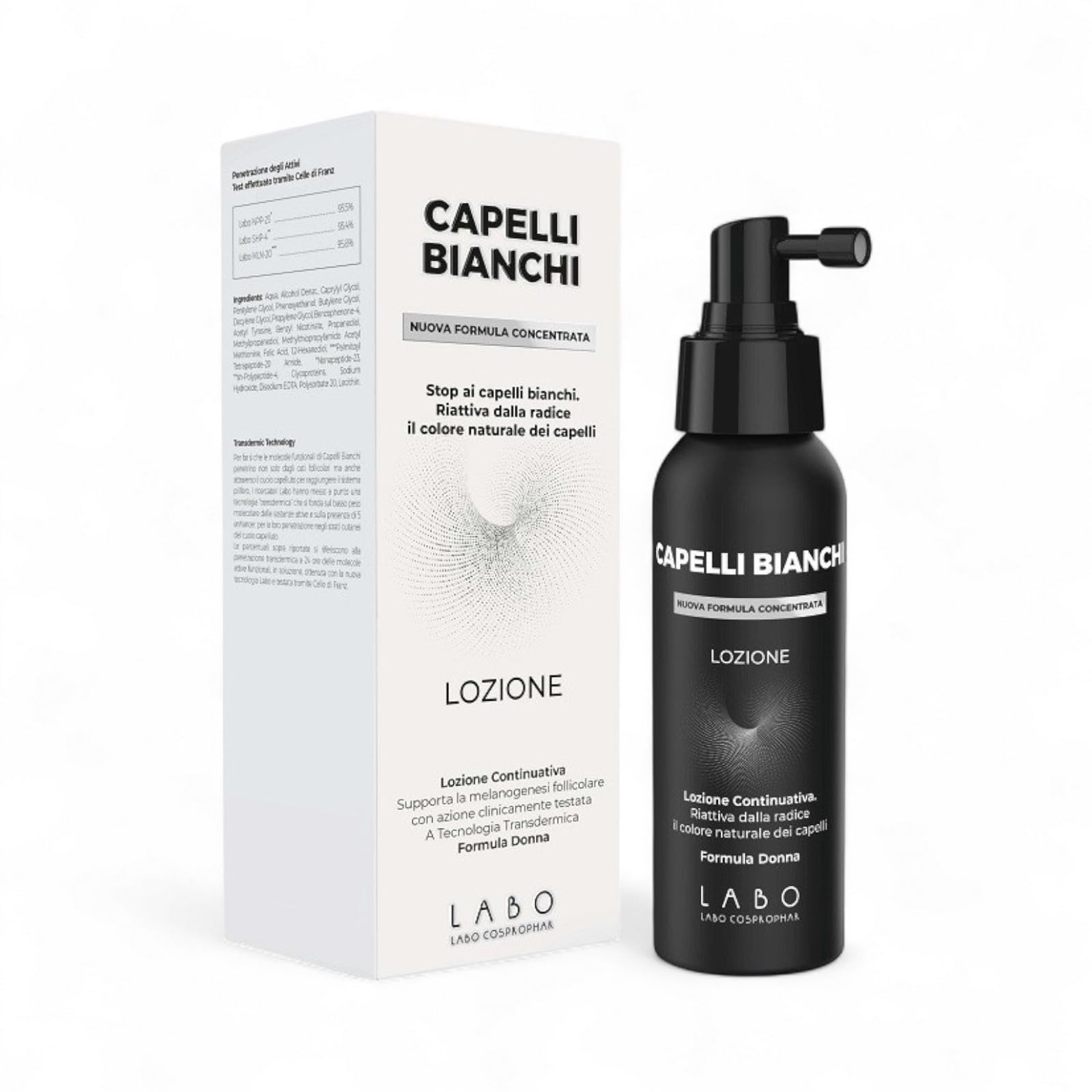 LABO Weißes Haar, neue konzentrierte Formel, kontinuierliche Behandlung, Haarlotion, gegen Vergrauung für Damen, 100 ml