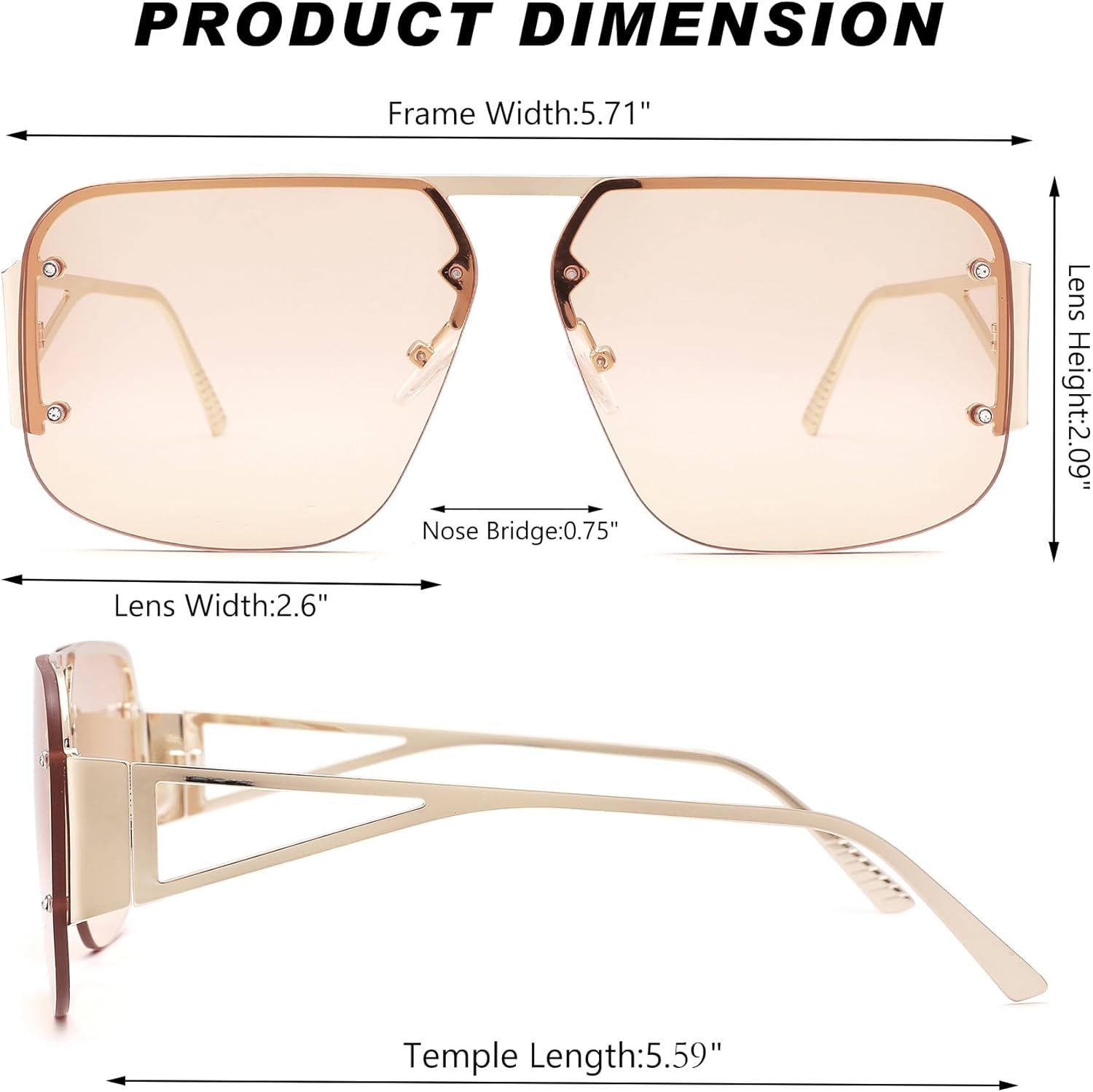 Trendy Aviator Sunglasses for Women Men Retro Metal Rimless Frame Shades Lentes De Sol Para Mujer - Image 5