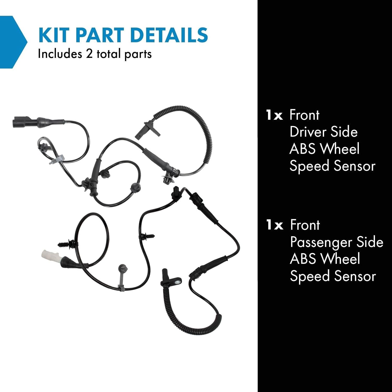 TRQ Front ABS Wheel Speed Sensor Set Compatible with 2007-2014 Ford Edge 2007-2015 Lincoln MKX