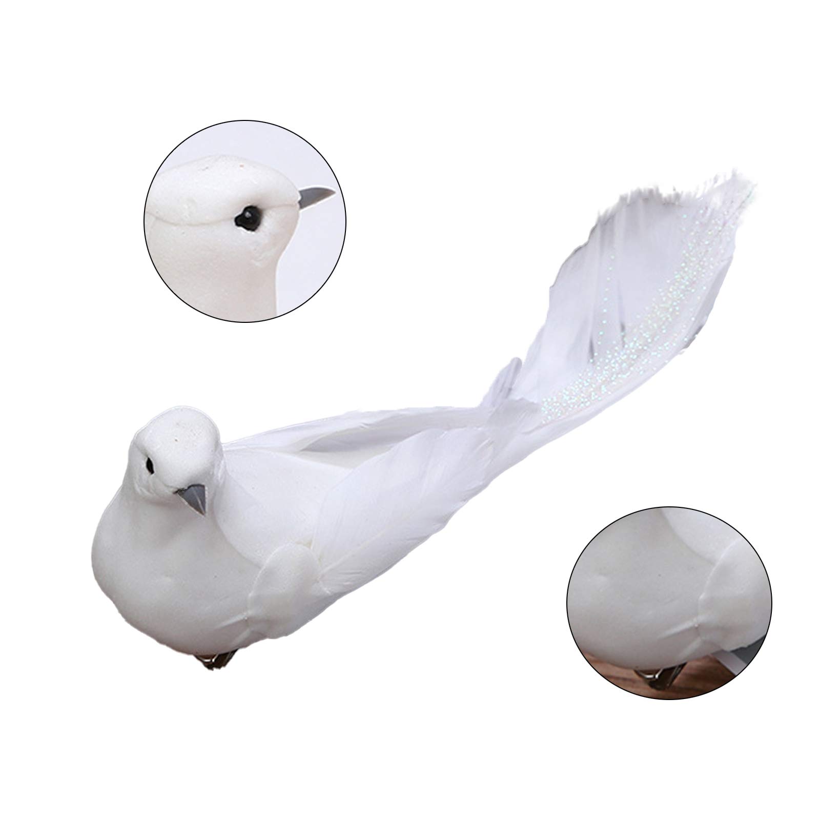 Amazon｜人工羽毛白鳥 長い尾の人工白鳩 人工フォーム クラフト鳥