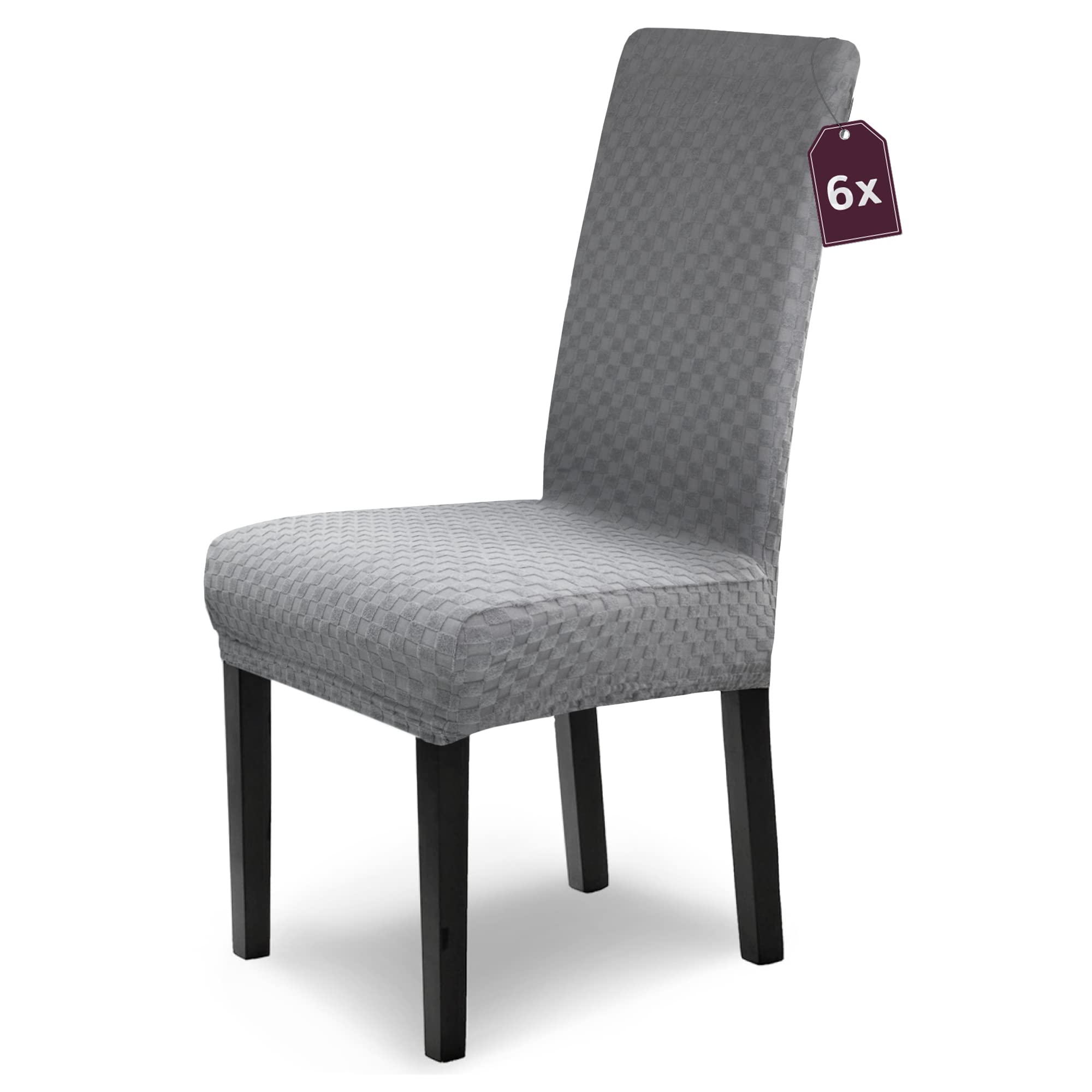 Scheffler Home Stuhlhussen 6er Set Grau für Schwingstühle Karo Emil